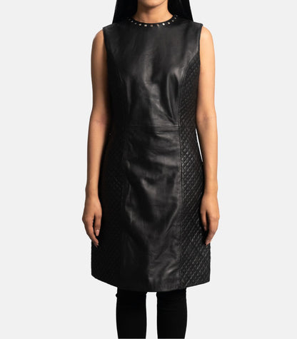 Genuine Leather Black Dress For Women