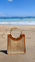 Rattan Webbing Handbag with bamboo handle