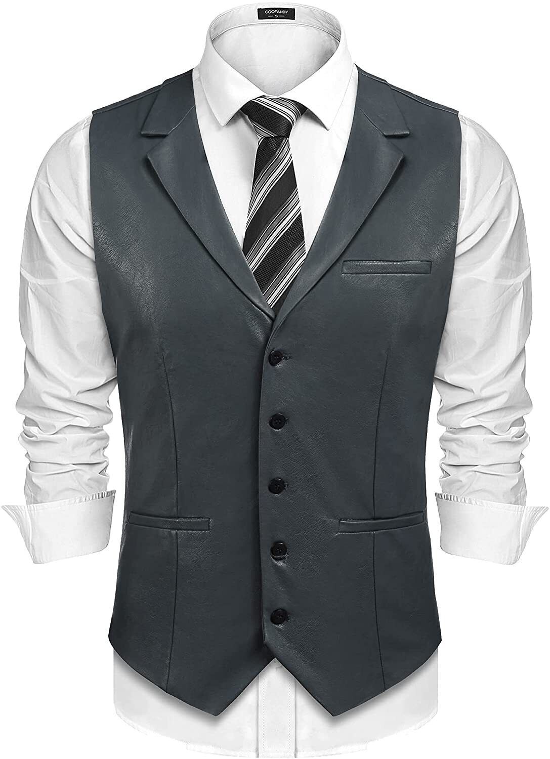 Genuine Men's Grey Leather Vest