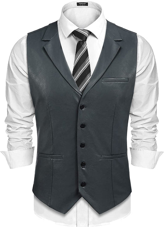 Genuine Men's Grey Leather Vest