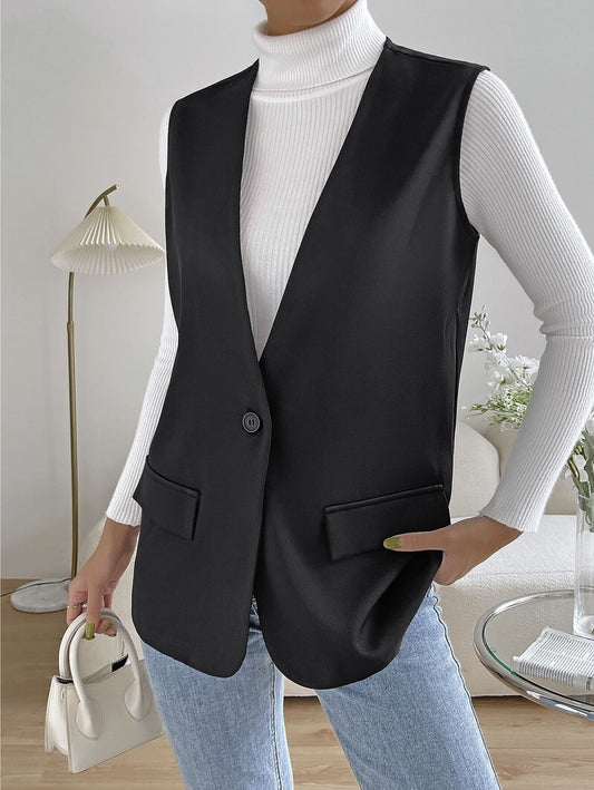 women's oversized v neck vest