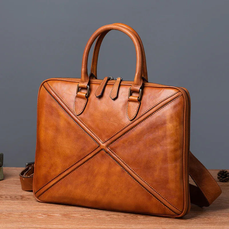 Vintage leather messenger bag for men office travel