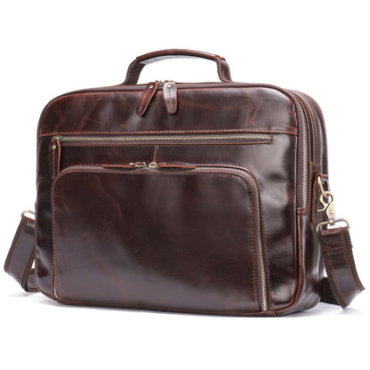 Brown Leather Briefcase Laptop Bag for Men