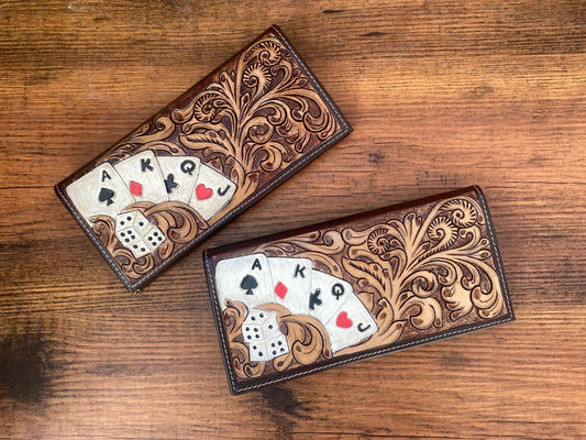 Hand Tooled Embossed Leather Clutch Purse