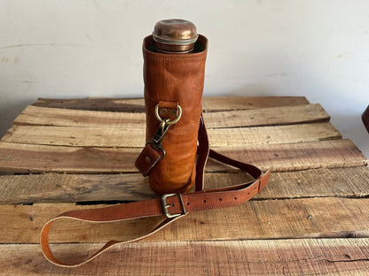 leather water bottle carrier