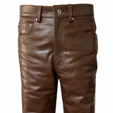 Real Leather Brown Pants