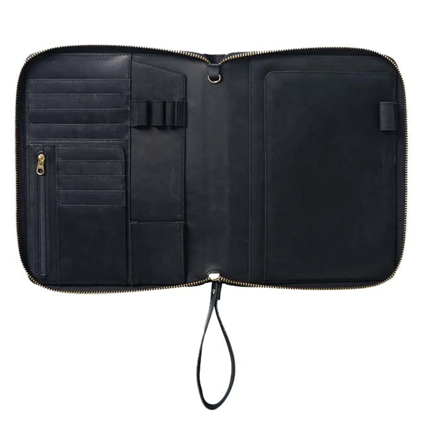 A5 Genuine Leather Zipper Business Portfolio 3
