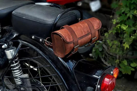 Brown Leather Motorcycle Pannier Bag