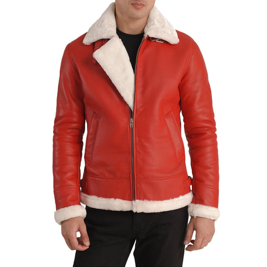 Men's Real Leather Bomber Aviator Pilot Jacket