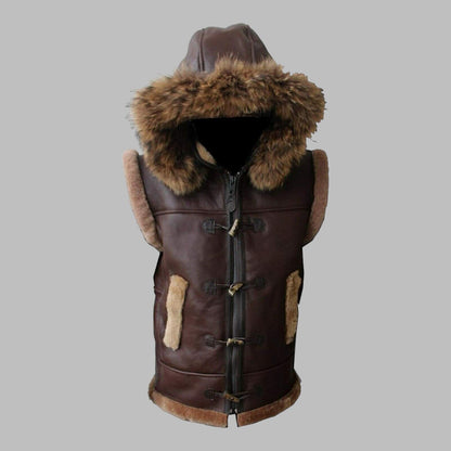 Men's Leather Shearling Vest Aviator