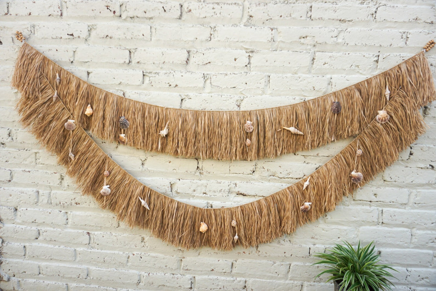 sea shells raffia wall hanging two layers