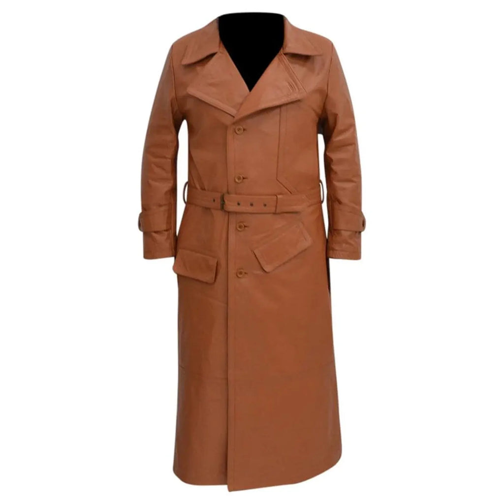 Genuine Leather Men's Trench Coat