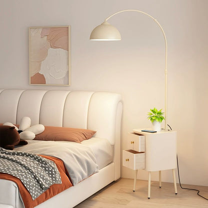 Floor Arc Lamp with Table, Drawer and Wireless Charger