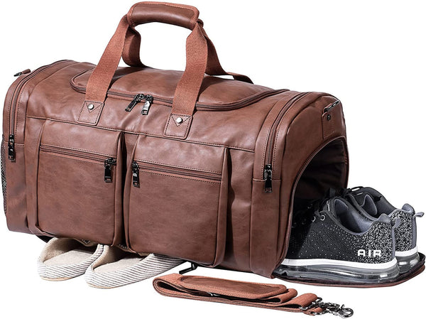 Men's Leather Travel Weekender and Gym Bags