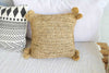 Raffia Seagrass Pillow Cover With Pom Pom