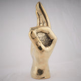 Brass hand ok sign sculpture finger