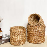 Round Water Hyacinth Wicker Flower Cover Pot