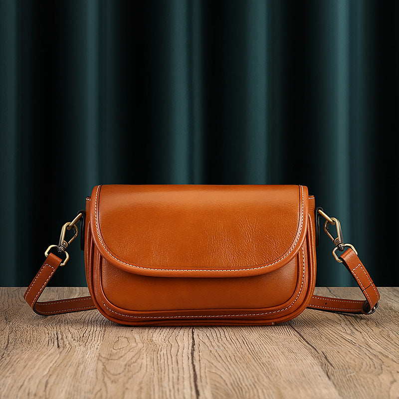 Real Leather Shoulder Crossbody Bag With Zipper Compartments