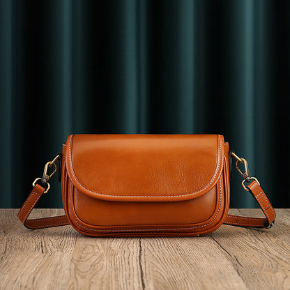 Real Leather Shoulder Crossbody Bag With Zipper Compartments