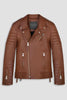 Men's Brown Genuine Leather Slim Fit Biker Jacket