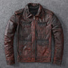 Men’s Distressed Oil Wax Leather Jacket Slim Fit