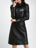 Indulge your look with this stunning soft leather dress, featuring a zip closure and full sleeves. A unique black leather piece perfect for any woman's wardrobe or as a special gift.