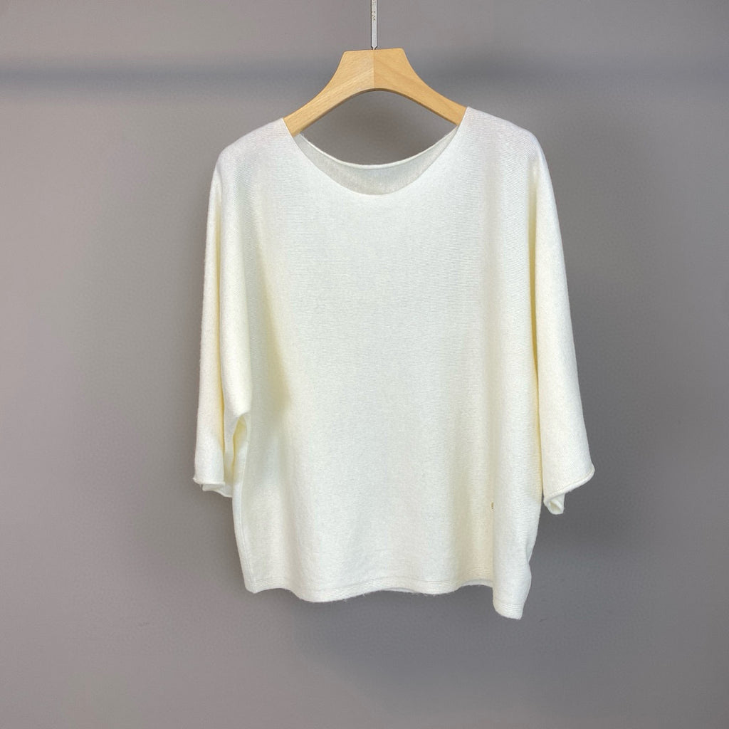 Women Wool Cashmere Round Neck Mid Sleeve Sweater