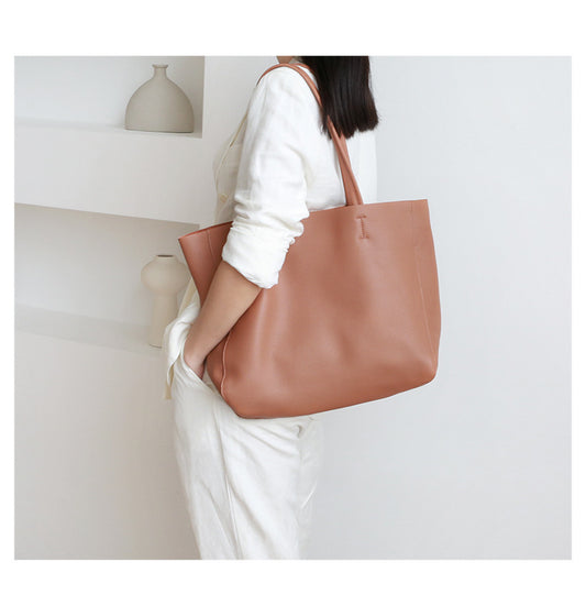 Women Genuine Leather Large Office Tote Bag With Zipper