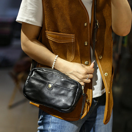 Women Leather Messenger Pillow Bag
