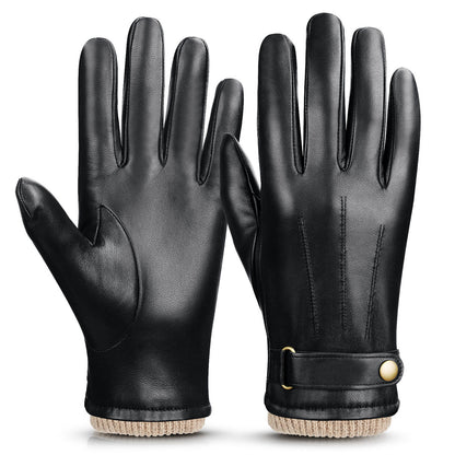 Men's leather gloves with fleece lining
