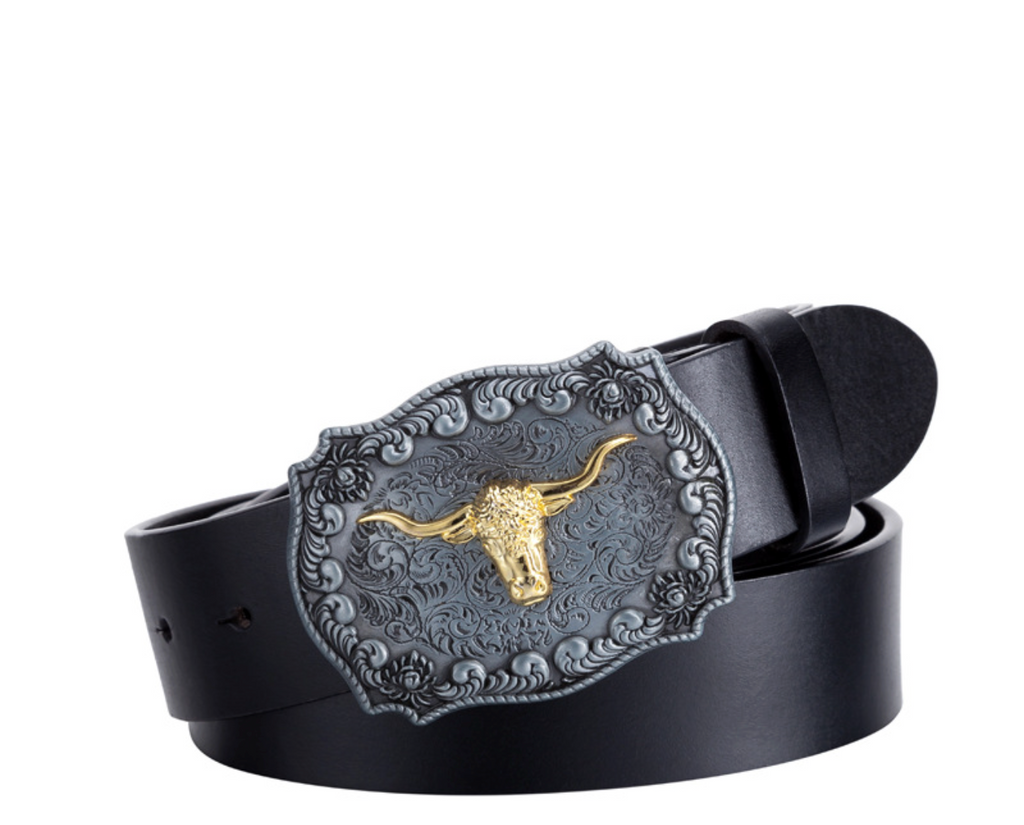 Men’s Western Bull Head Leather Belt