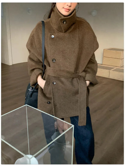 Short Double-Sided Hand-Sewn Wool Coat 1 S