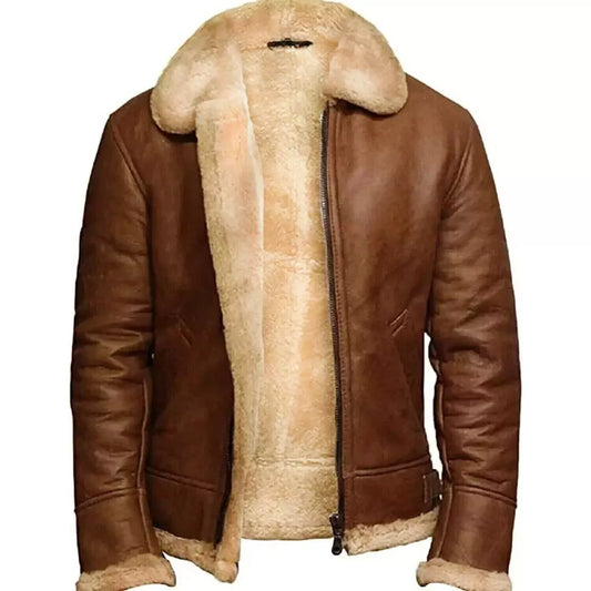 Brown Real Leather Shearling Jacket