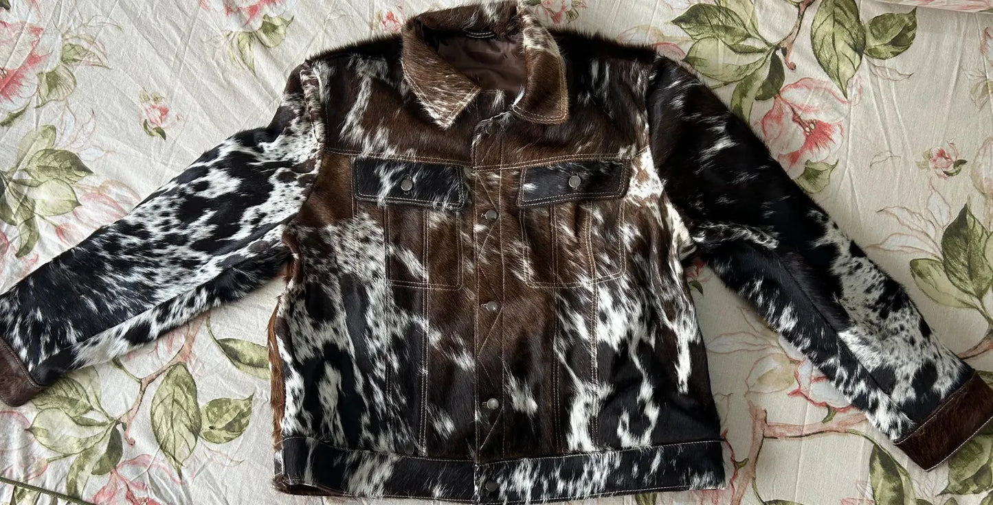 hair on cowhide leather coats