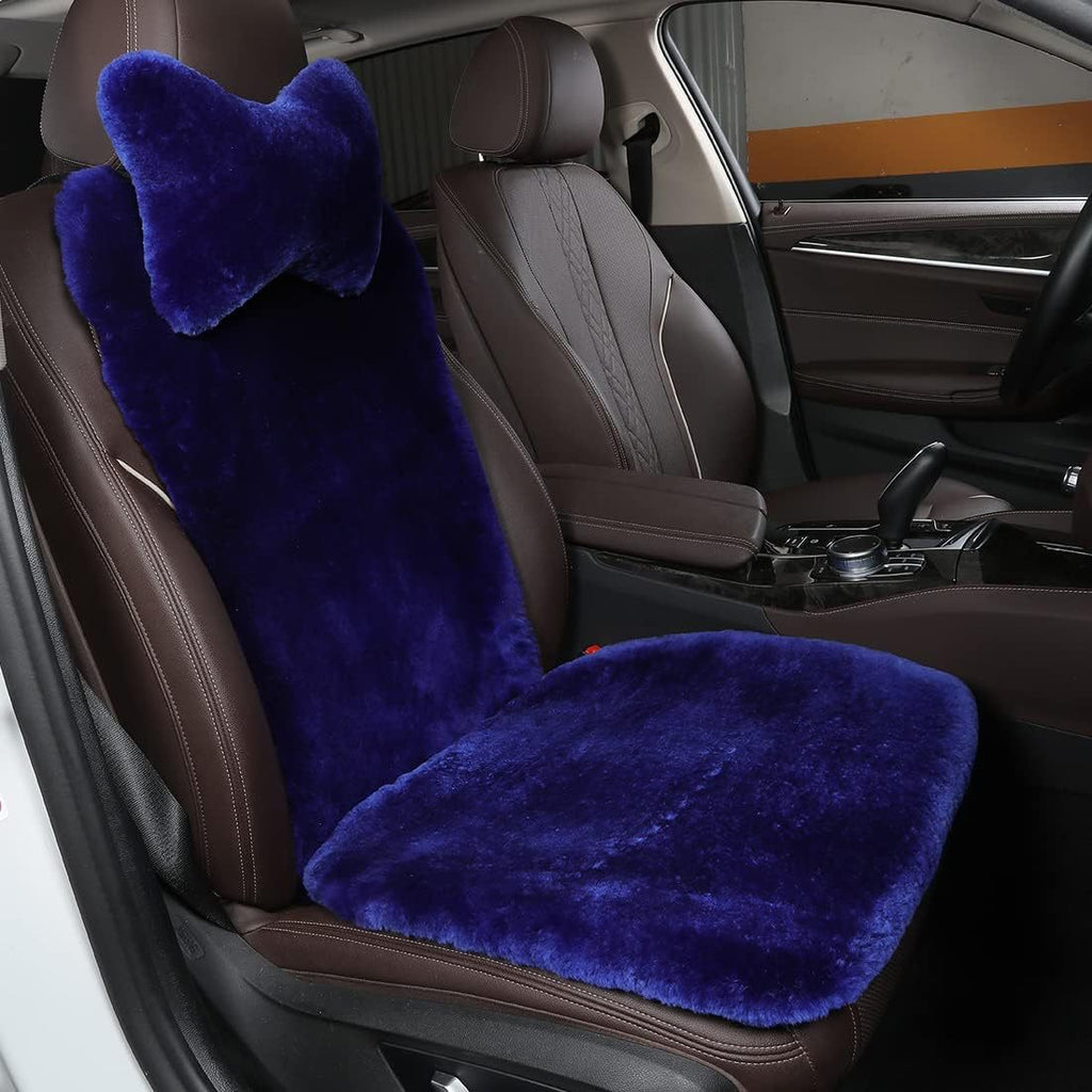 Genuine Sheepskin Car Seat Cover with Detachable Backrest and Headrest