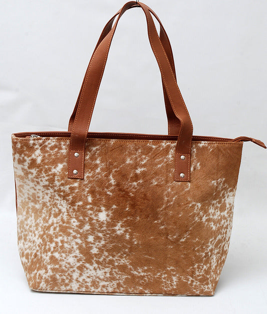 Brown White Hair On Cowhide Shoulder Bag