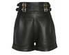 Genuine Leather Women Black Shorts