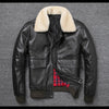 Black Leather Aviator Jacket Mens with Shearling Collar