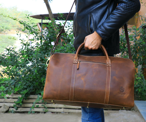Genuine Leather Luggage Carryon Bag