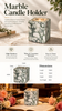 Green Veined Natural Marble Candle Holder with Square Open Top