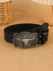 Western Longhorn Buckle Leather Belt for Men