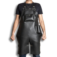 Black Leather Apron Dual Opening