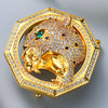 Animal Head Belt Buckle with Rhinestones and Stainless Steel Frame