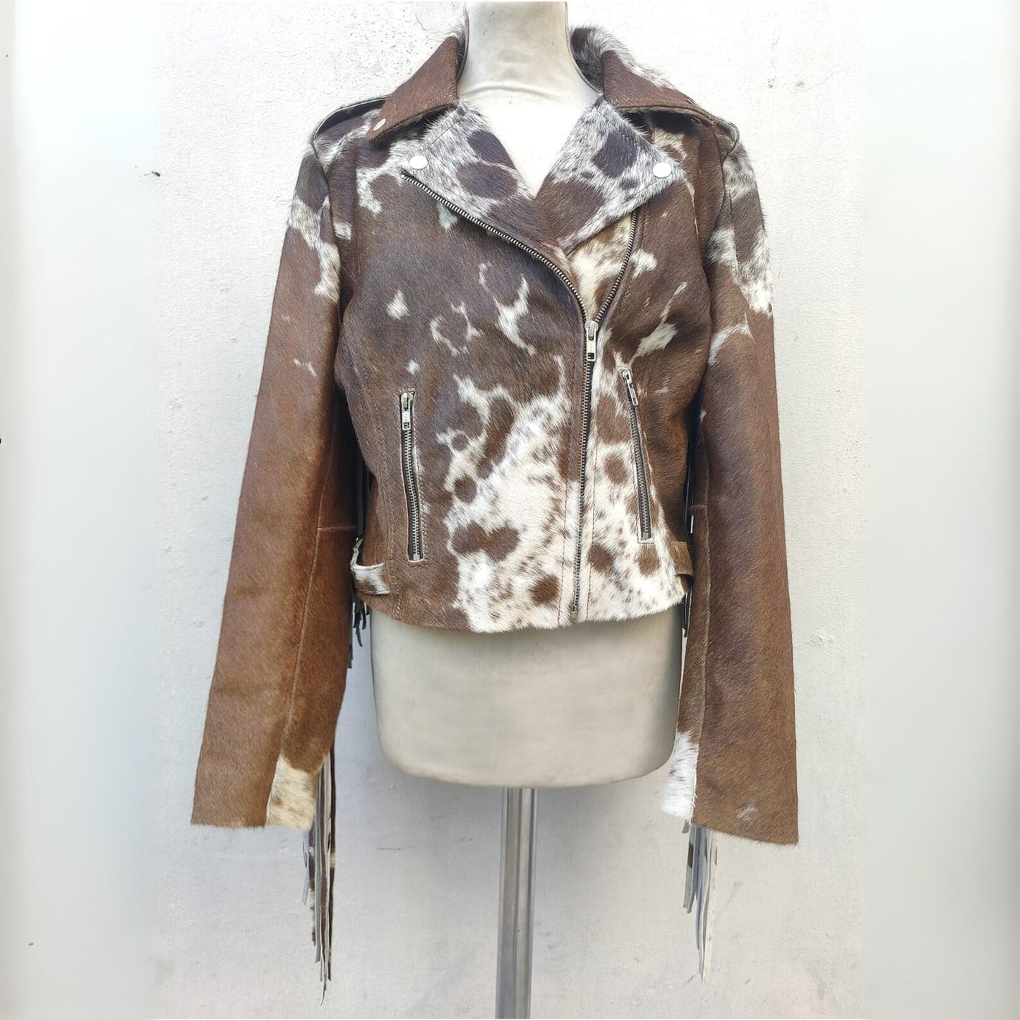 Women Cowhide Jacket With Fringes