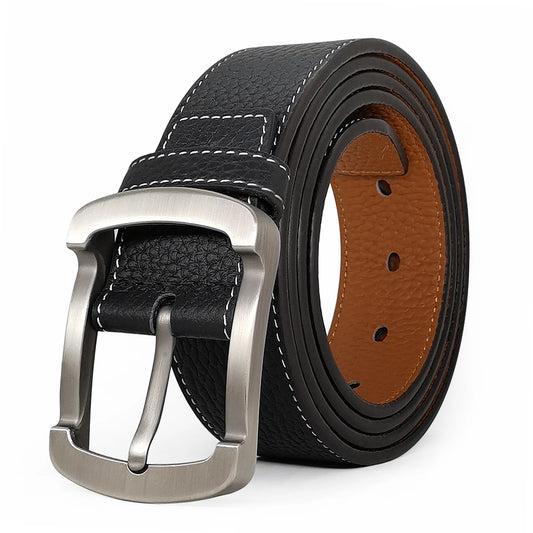 Cowhide Leather Belt With Stitch Detail