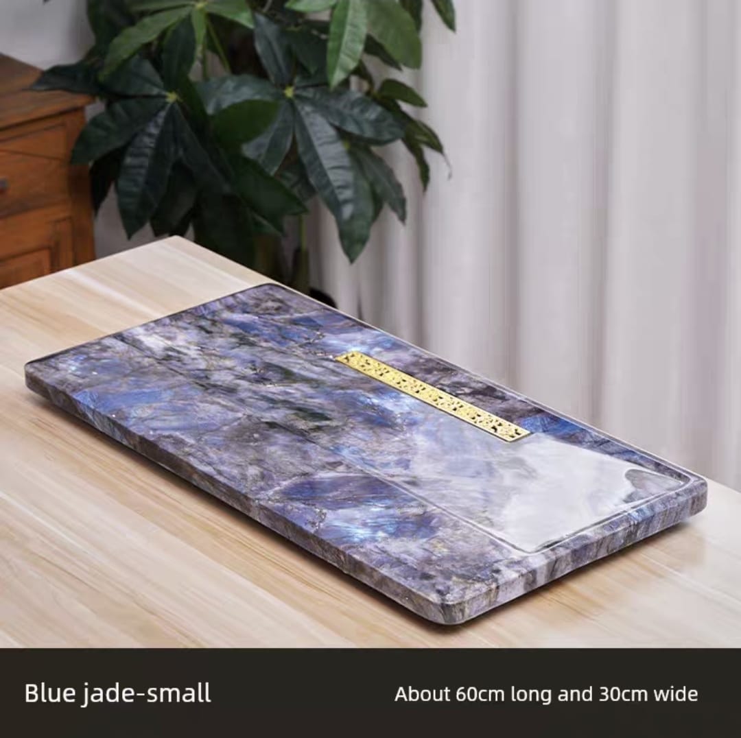 Natural Marble Tea Tray With Glaze & Drainage
