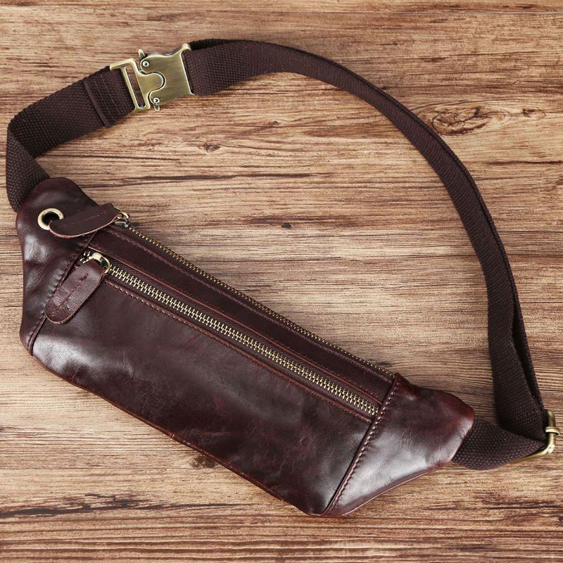 Men’s Cowhide Leather Crossbody Waist Bag