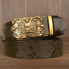 Men’s Genuine Cowhide Leather Belt with Double Dragon Oval Buckle