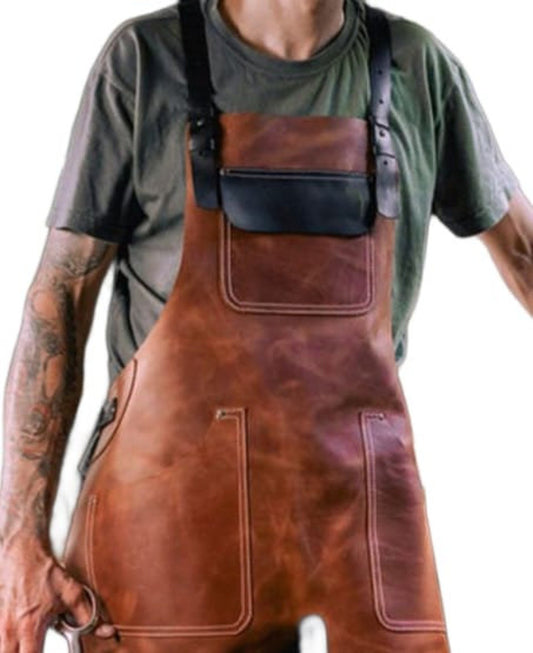 Genuine Leather Outdoors Apron BBQ Grilling