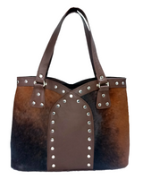 Large Dark Brown Cowhide Tote Bag